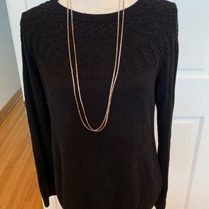 EUC Talbots Black Crew Neck Sweeter Sz Medium